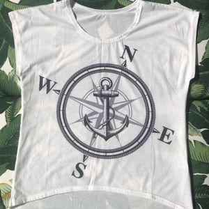 NWOT Nautical Anchor Compass White Tee